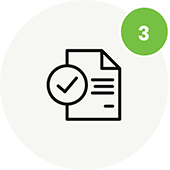 A black outline of a document with a checkmark in a circle overlaps the left side, hinting at ABA therapy near Philadelphia PA. A green circle in the top right shows the number 3, set against an off-white background.