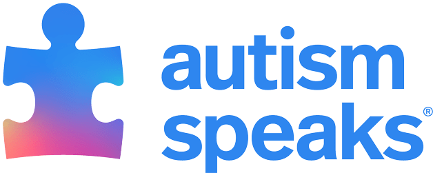 The Autism Speaks logo features a blue puzzle piece icon with a gradient of blue and pink hues, alongside the words "autism speaks" in bold blue lowercase letters—representing support like ABA therapy near Philadelphia PA.