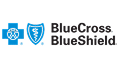 Blue Cross Blue Shield logo featuring a blue cross with a human figure and a blue shield with a staff and serpent, next to the "BlueCross BlueShield" text in black.