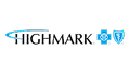 Highmark logo with stylized blue swoosh, black "HIGHMARK" text, and Blue Cross Blue Shield symbols to the right.