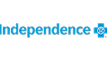 The image shows the word "Independence" in blue text next to the Blue Cross Blue Shield logo on a light background.