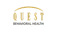 Logo with the word "QUEST" in large gold letters, a gold curved line arching above it, and "BEHAVIORAL HEALTH" in smaller black letters below, all on a light gray background.